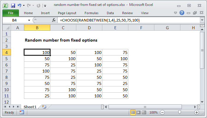 Excel Formula Random Number From Fixed Set Of Options Exceljet