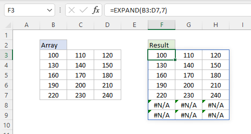  EXPAND function - add two rows default padding