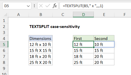 TEXTSPLIT and case sensitivity