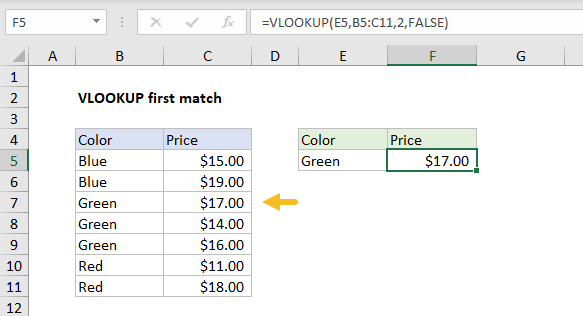 VLOOKUP returns first match