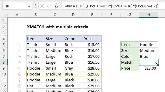 XMATCH with multiple criteria