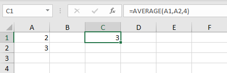 AVERAGE function with mixed arguments