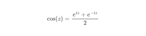 Equivalent form of cosine of a complex number using the exponential function.