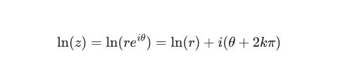 The complex logarithm in multivalued.