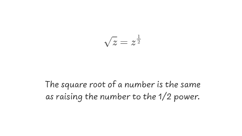 Square root as an exponent.