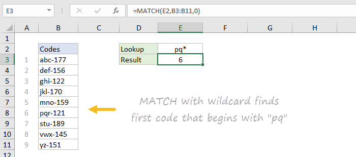 Excel MATCH function