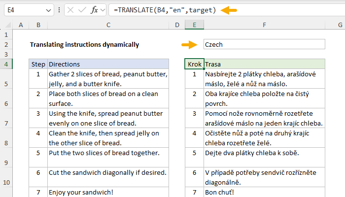 TRANSLATE function example - dynamically translate instructions