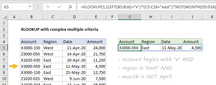 XLOOKUP - complex criteria example