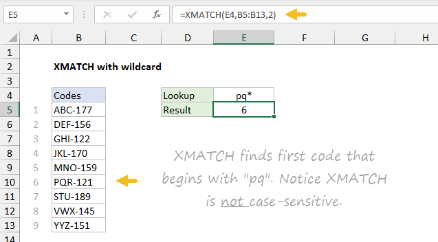XMATCH with wildcard example