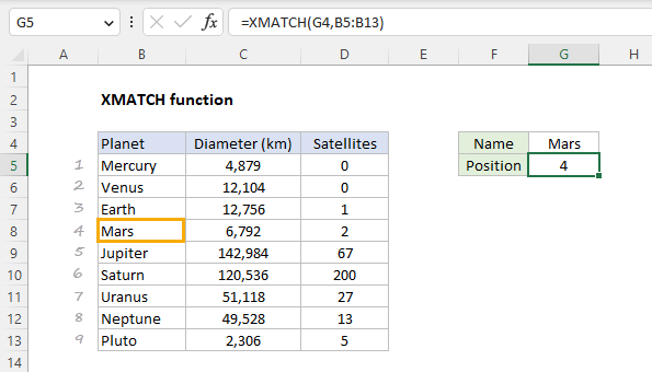 XMATCH exact match example