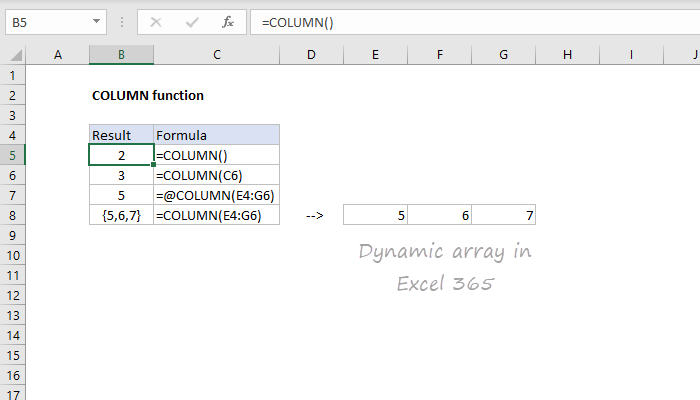 How To Use The Excel Column Function Exceljet