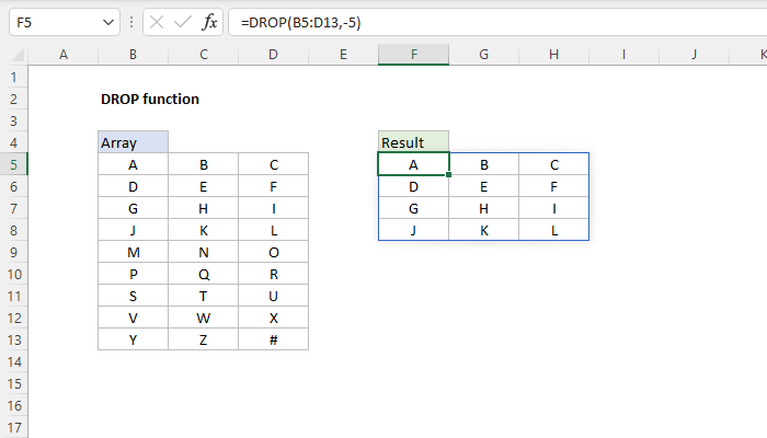 Excel DROP function