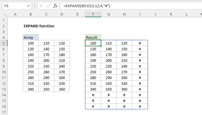 Excel EXPAND function