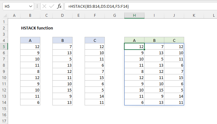 Excel HSTACK function