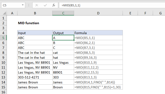 How To Use The Excel Mid Function Exceljet