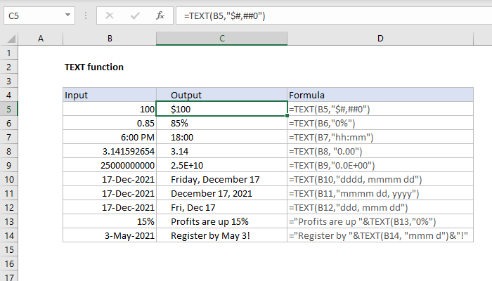 How To Use The Excel Text Function Exceljet