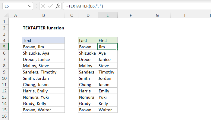 Excel TEXTAFTER function