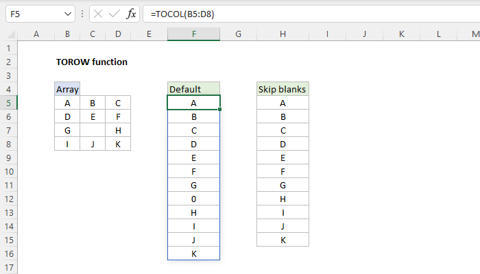 Excel TOCOL function