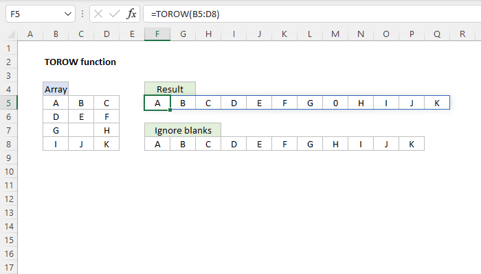 Excel TOROW function