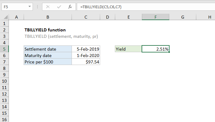 How To Use The Excel Tbillyield Function Exceljet