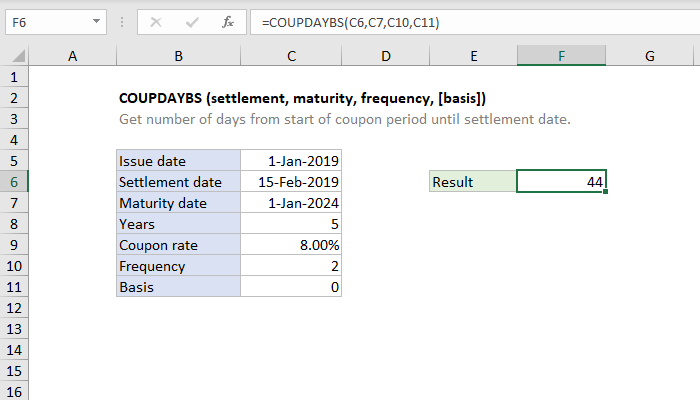 How To Use The Excel Coupdaybs Function Exceljet