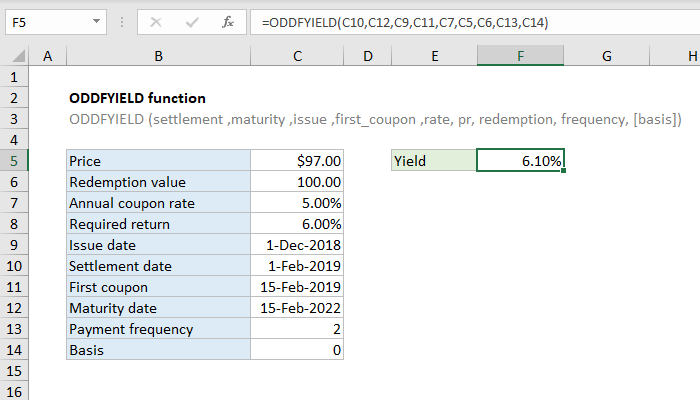 How To Use The Excel Oddfyield Function Exceljet