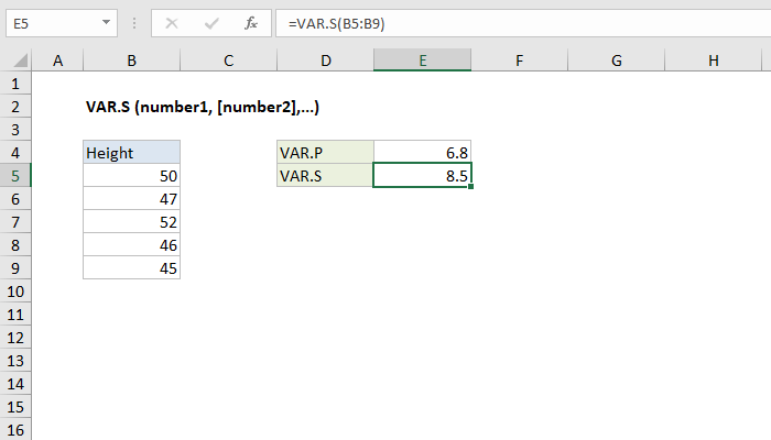 How To Use The Excel Var S Function Exceljet