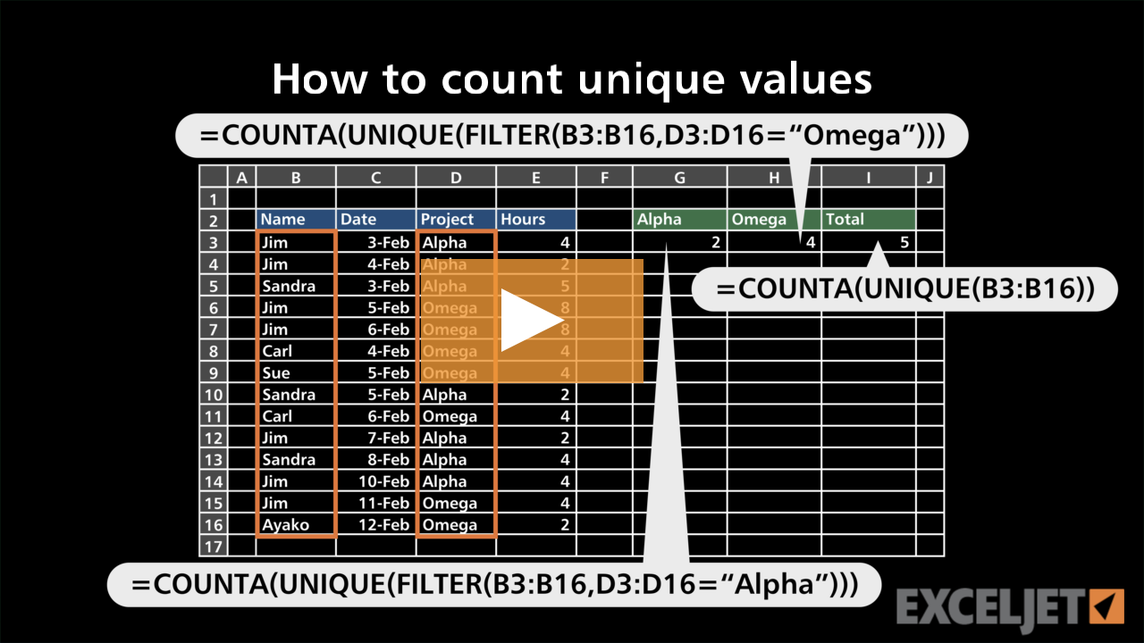 Excel Tutorial How To Count Unique Values