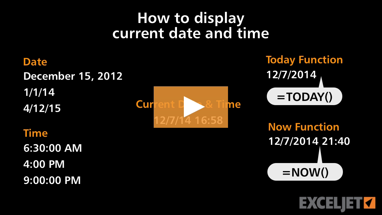 Excel Tutorial How To Display Current Date And Time