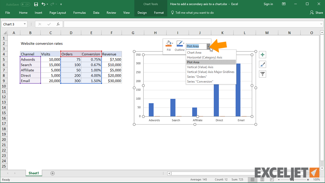 Excel tutorial: How to add a secondary axis to a chart