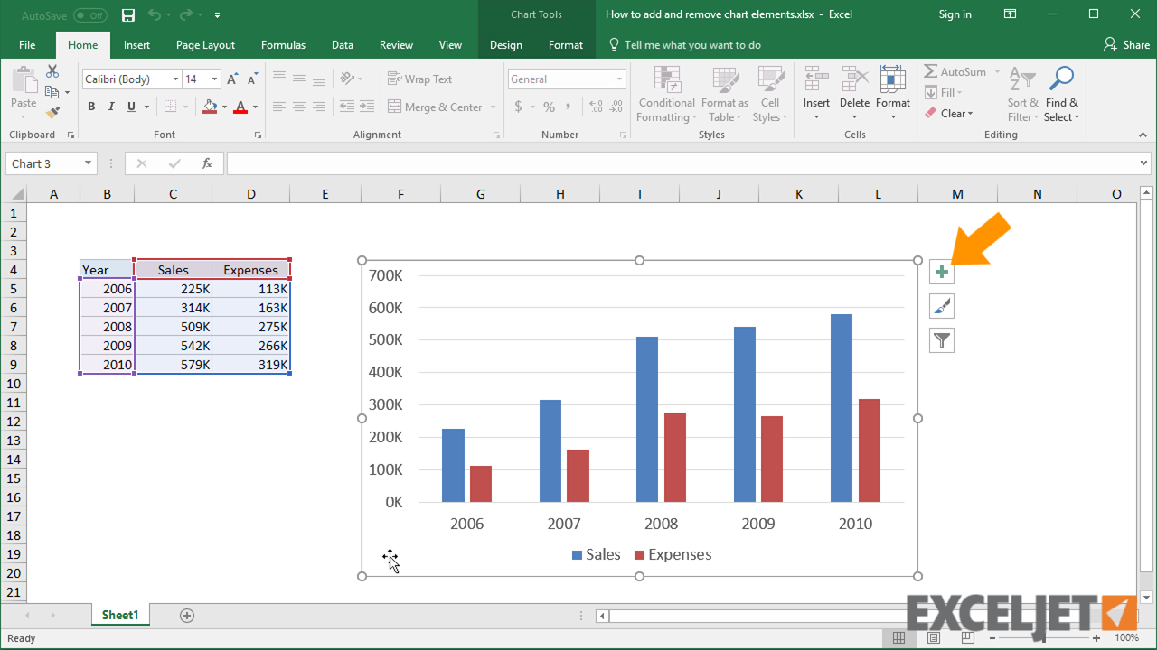 Excel tutorial: How to add and remove chart elements