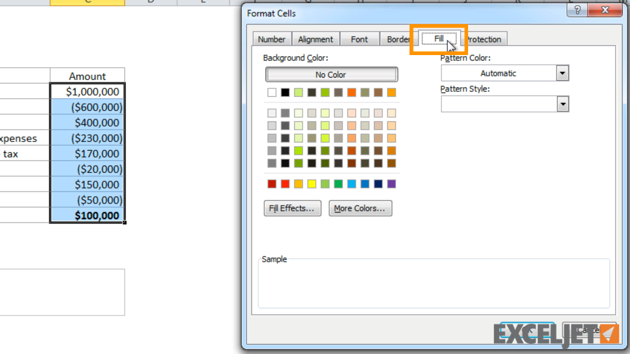 how to use shortcut to fill color for a cell in excel mac