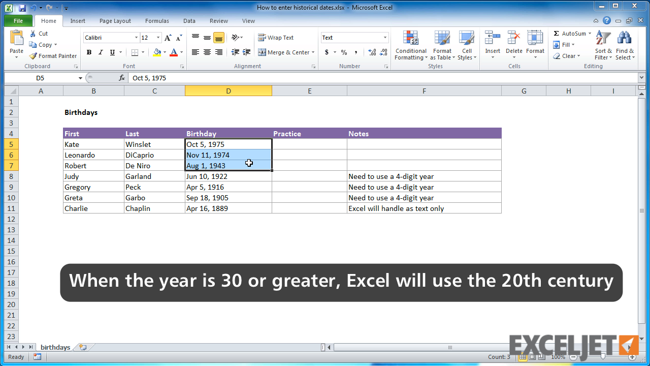 Excel tutorial: How to enter historical dates in Excel