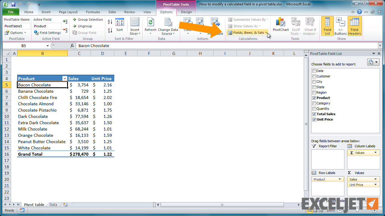 table calculated pivot field a How in Excel a modify field calculated to tutorial: