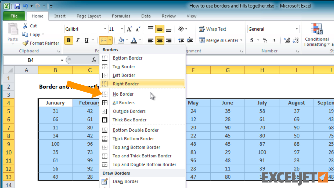 Excel tutorial: How to use borders and fills together in Excel