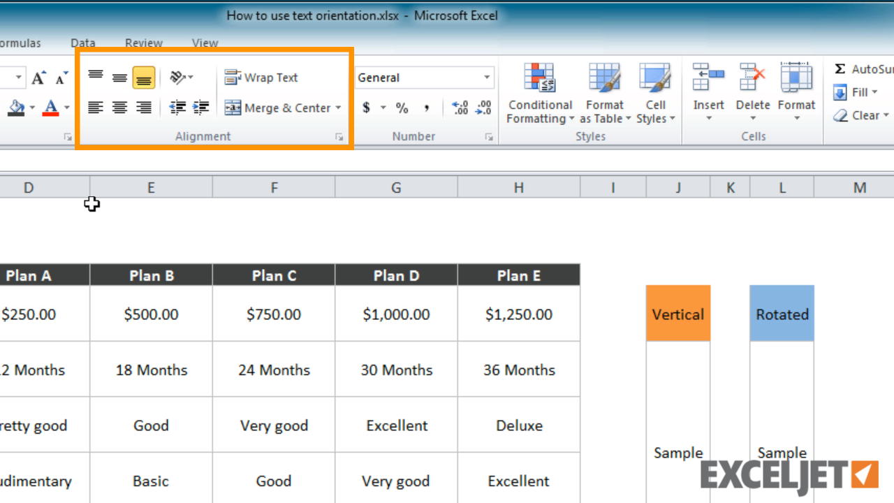 how to change text direction in excel online