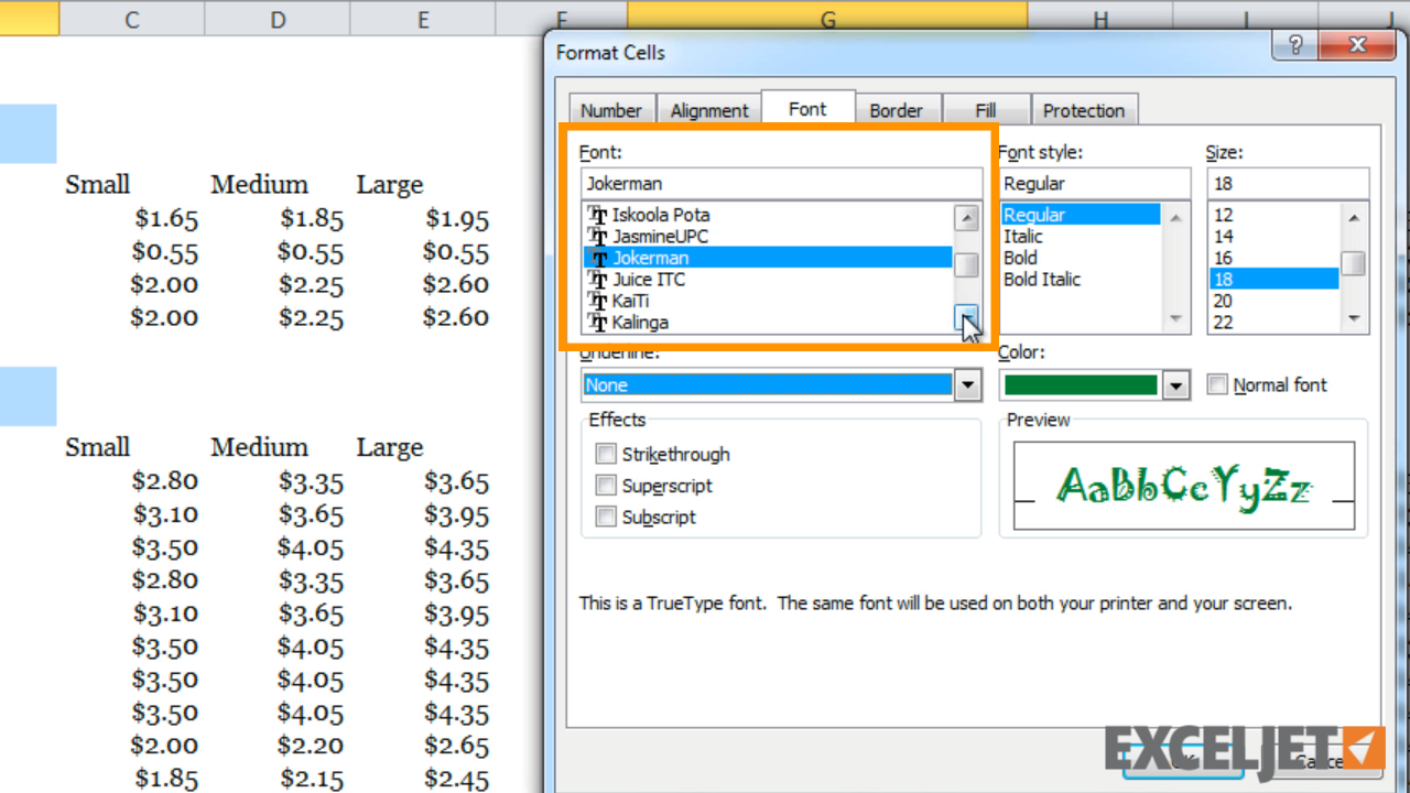 Excel tutorial: Using Format Cells to apply font settings in Excel