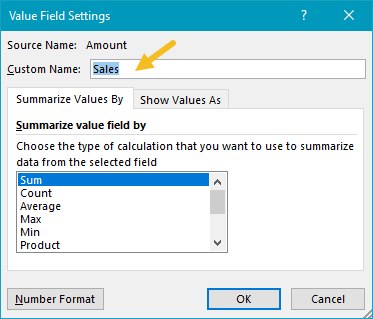 Pivot table rank example sales field settings