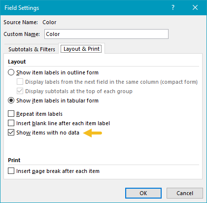 Color field settings