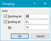 Grouping configuration for age