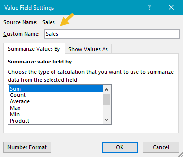 Sales field renamed to "Sales "