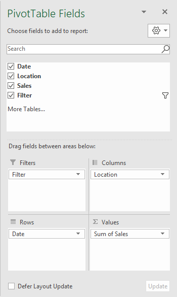 Pivot table last 7 days field configuration