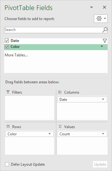 Field list includes two fields only