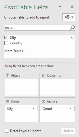 Pivot table show duplicates - field list