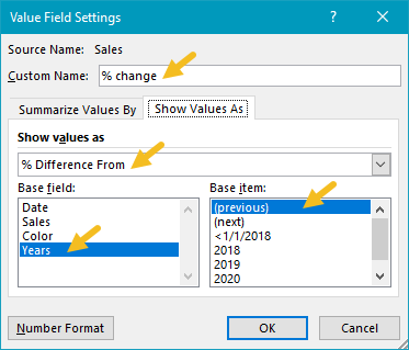 Change field settings