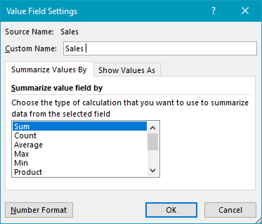 Sales field settings