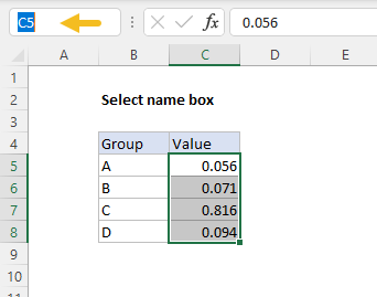 Excel shortcut to move focus to the name box