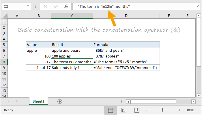 Examples of concatenation formulas in Excel Examples of concatenation formulas in Excel