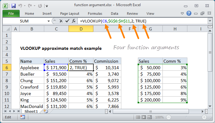 sum table value present argument Function  Excel  Exceljet