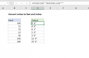 Excel formula: Convert inches to feet and inches
